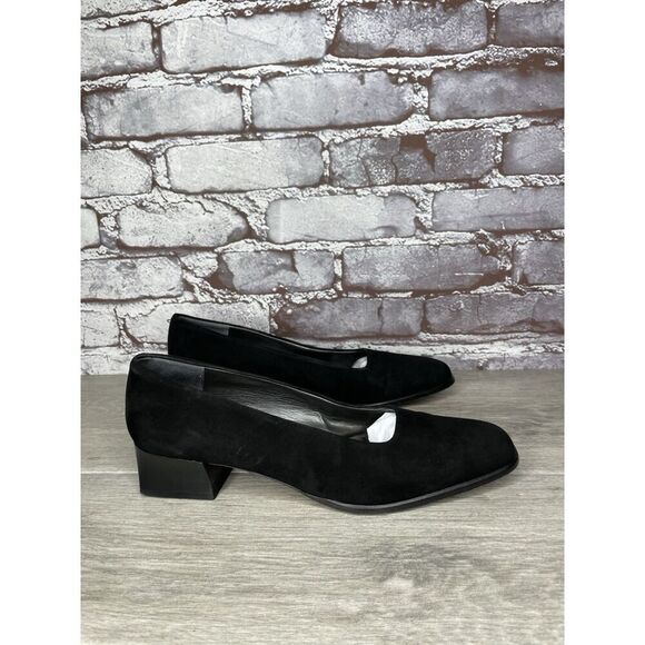 VANELi Black Suede Leather Office Career Work Block Heel Shoes Women Sz 8N US/38 - Picture 3 of 16